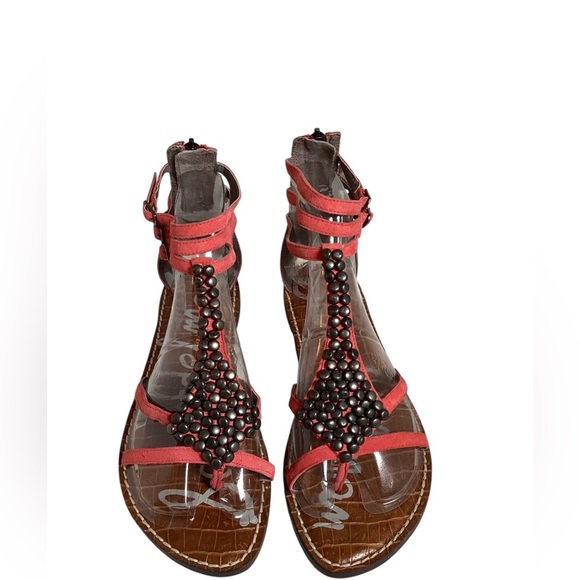 Sam Edelman Coral Colored Beaded Sandals, Size 7.5 - Picture 5 of 7